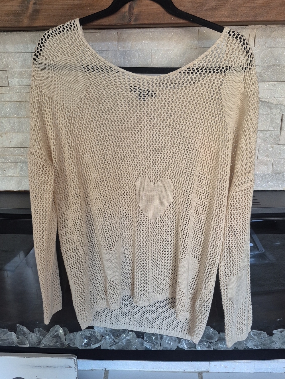 Double Zero Cream Knit Heart Detail Sweater